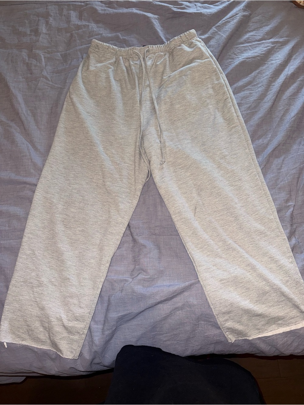 Women's Light Gray Drawstring Joggers - Casual Wide-Leg Track Pants